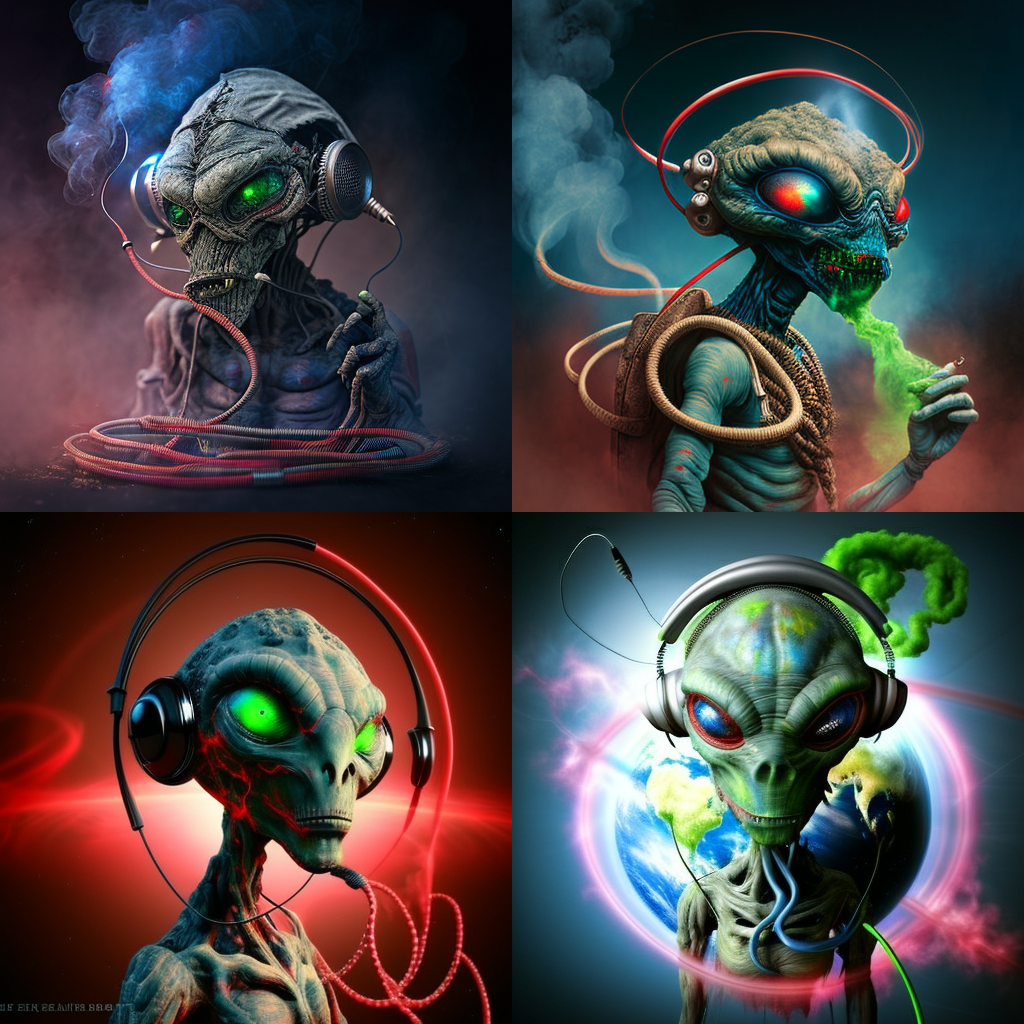 Alien headphones - set of 4